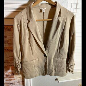 Tan Ruched Sleeve Blazer – Cato Business Casual Jacket